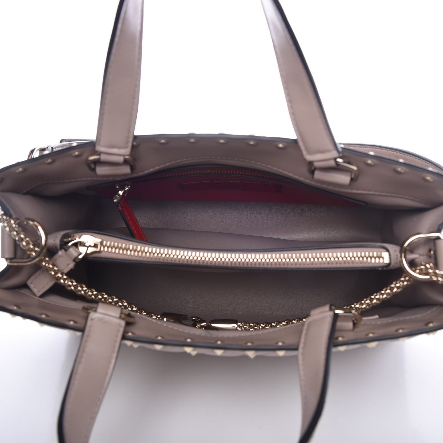 Nappa Rockstud Spike Tote Poudre