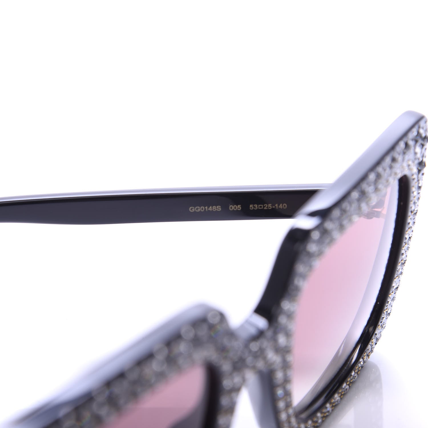 Gucci Acetate Crystal Oversize Sunglasses GG0148S Black 5 of 8