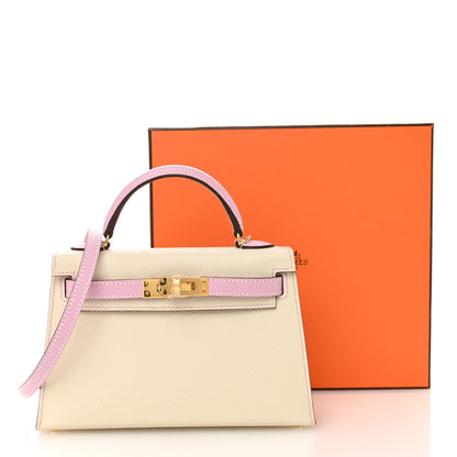 Hermes Epsom Horseshoe Mini Kelly Sellier 20 Craie Mauve Sylvestre 16 of 16