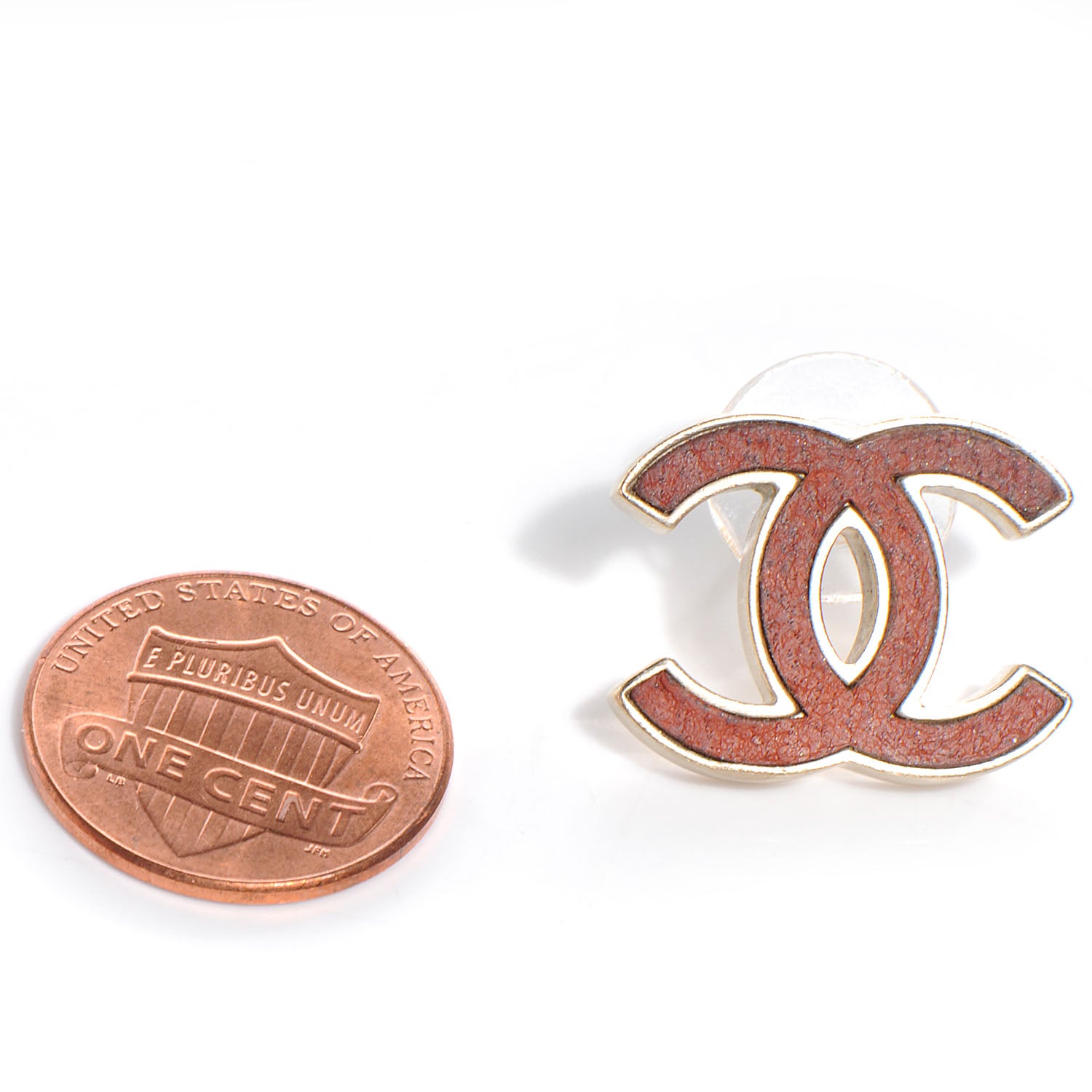 Chanel Lambskin CC Earrings Brushed Gold Brique Clair 2 of 5