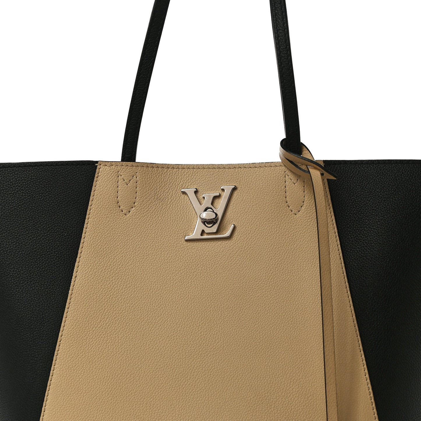 Calfskin Lockme Go Tote Black Vanilla