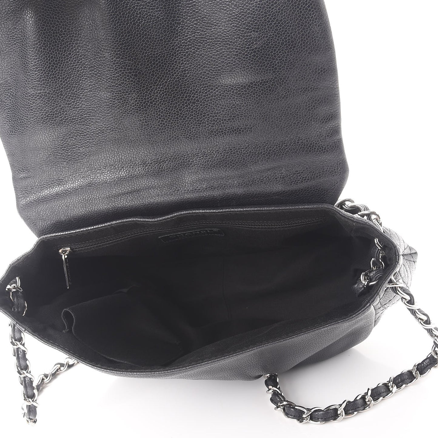 Caviar Half Moon Large Flap Black