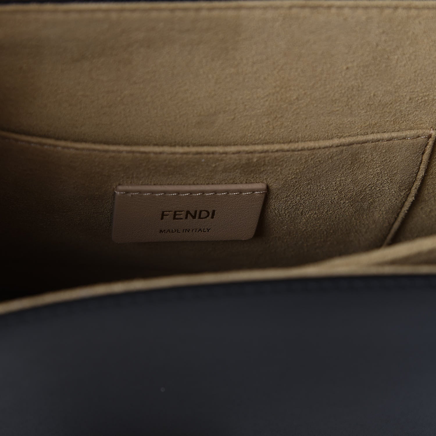 Fendi Vitello Liberty Bi-Color FF 1974 Embossed Kan U Shoulder Bag Black Maya 9 of 11