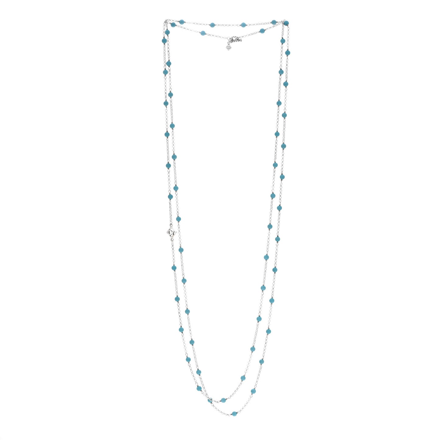 Sterling SIlver Turquoise Long Bead Station Necklace