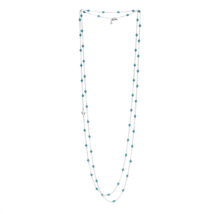 David Yurman Sterling SIlver Turquoise Long Bead Station Necklace 3 of 4