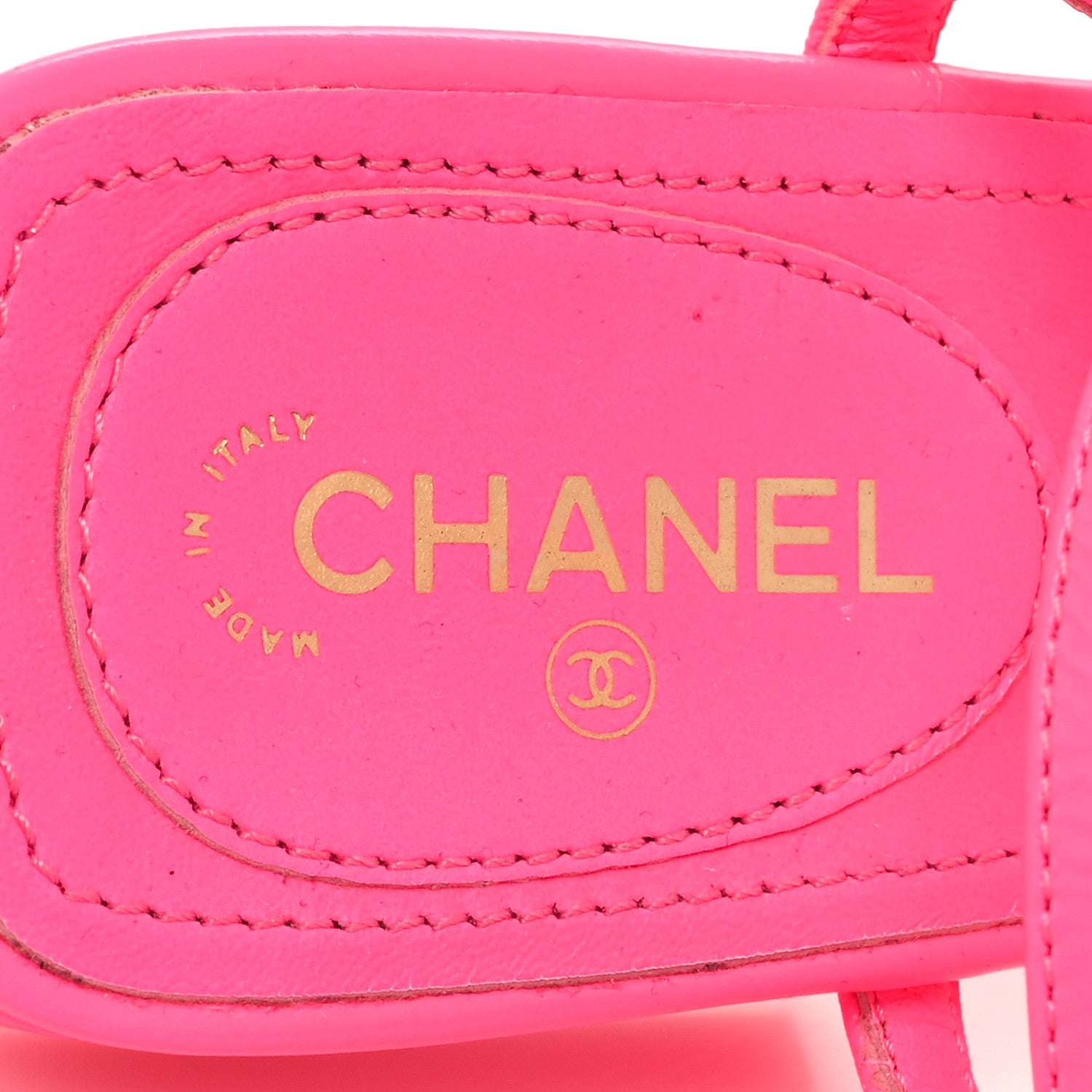 Chanel Shiny Lambskin Pearl Crystal CC Heart Thong Sandals 38 Neon Pink 7 of 7