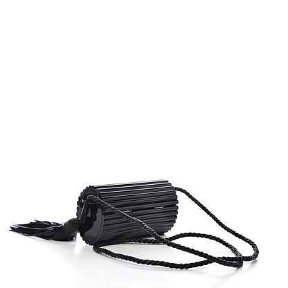 Saint Laurent Ribbed Plexiglass Lambskin Fringe Monogram Opium Box Bag Black 3 of 9
