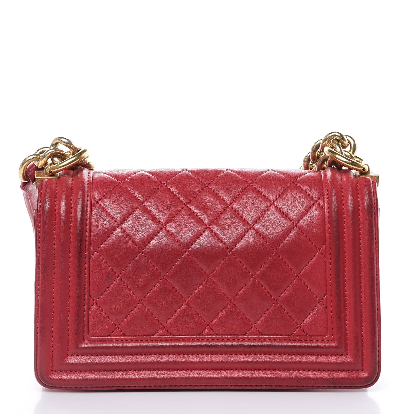 Lambskin Quilted Small Boy Flap Dark Red