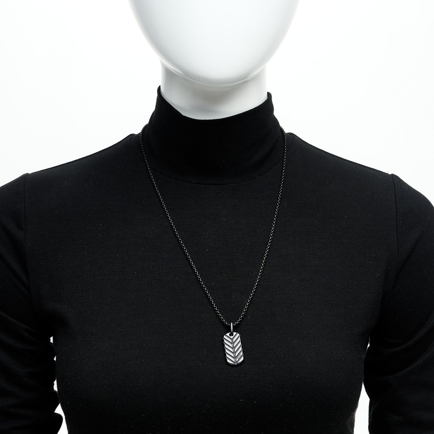 Black Titanium Streamline Tag Pendant Necklace