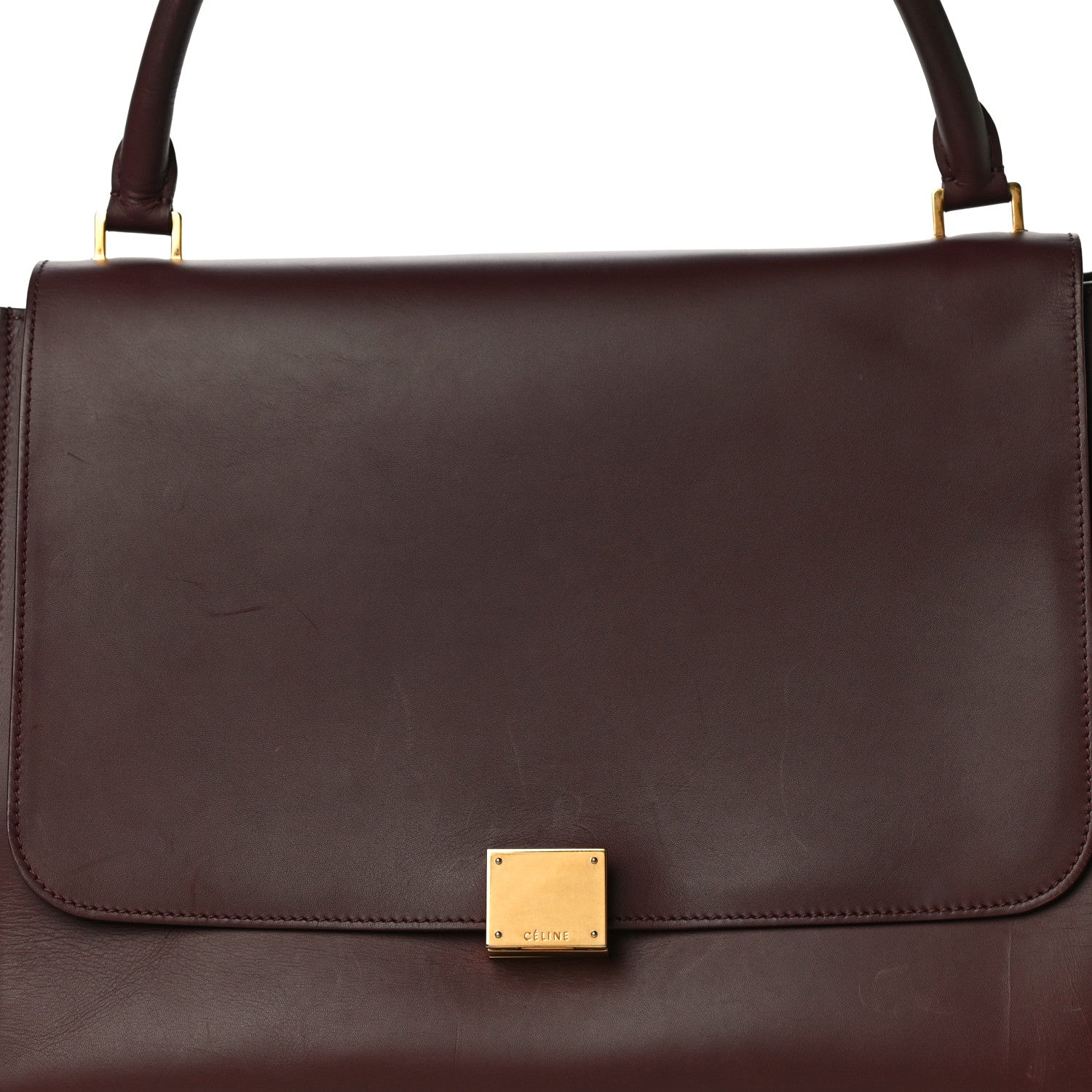 Celine Smooth Calfskin Suede Large Bi-Color Trapeze Burgundy 17 of 17