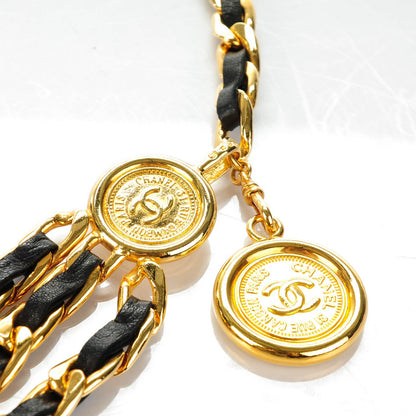 Chanel Lambskin Chain CC Medallion Belt Black Gold 3 of 8