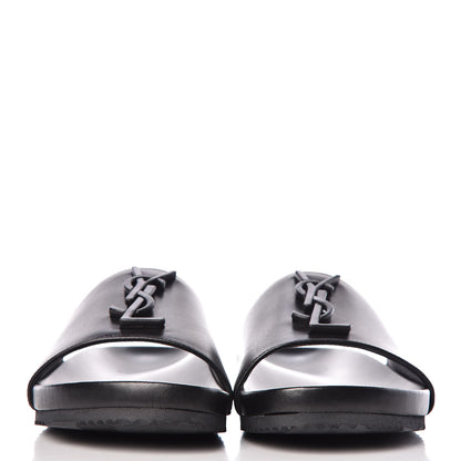 Saint Laurent Calfskin Monogram Joan Slide Sandals 35.5 Black 2 of 10