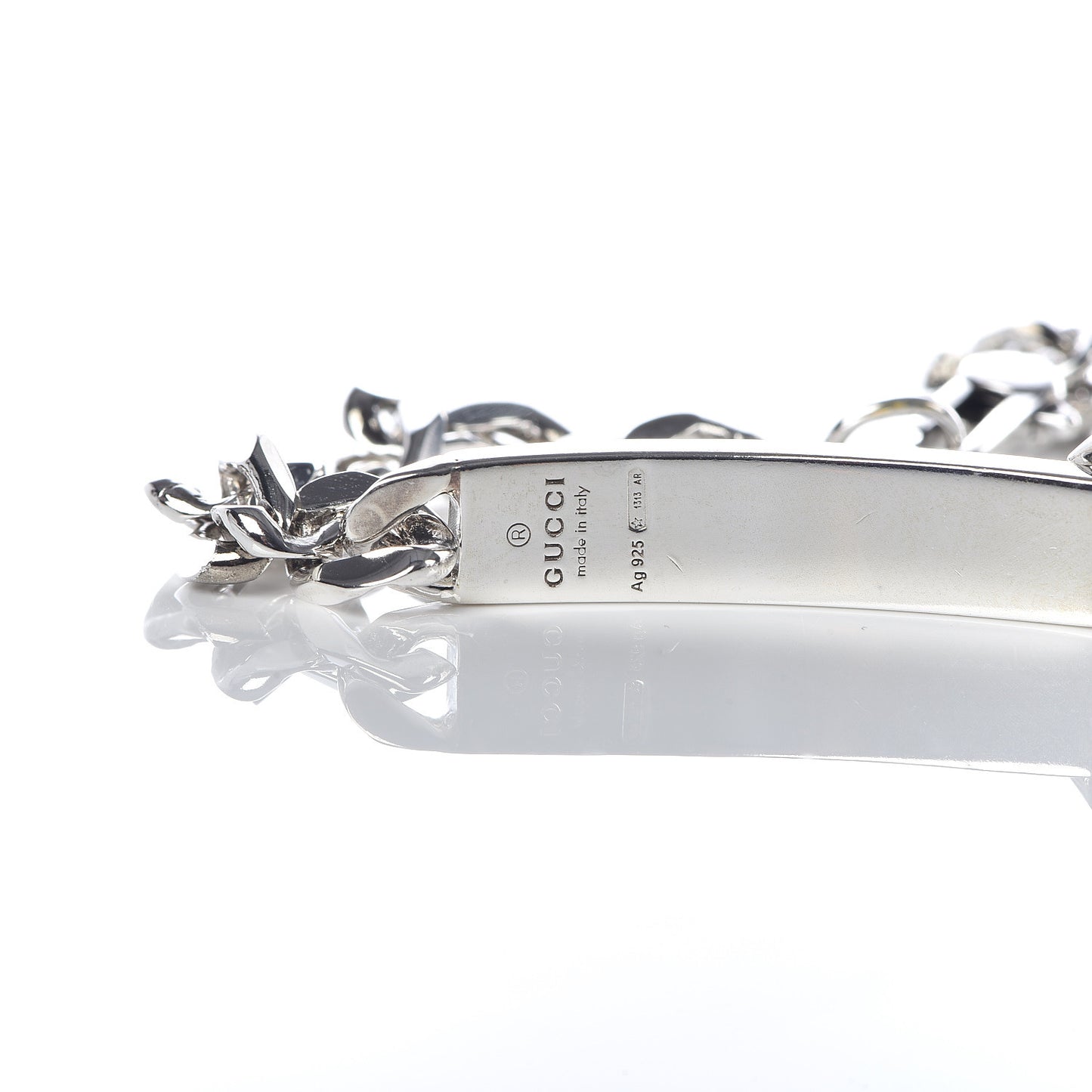 Sterling Silver GucciGhost Hamlet Skull ID Chain Bracelet