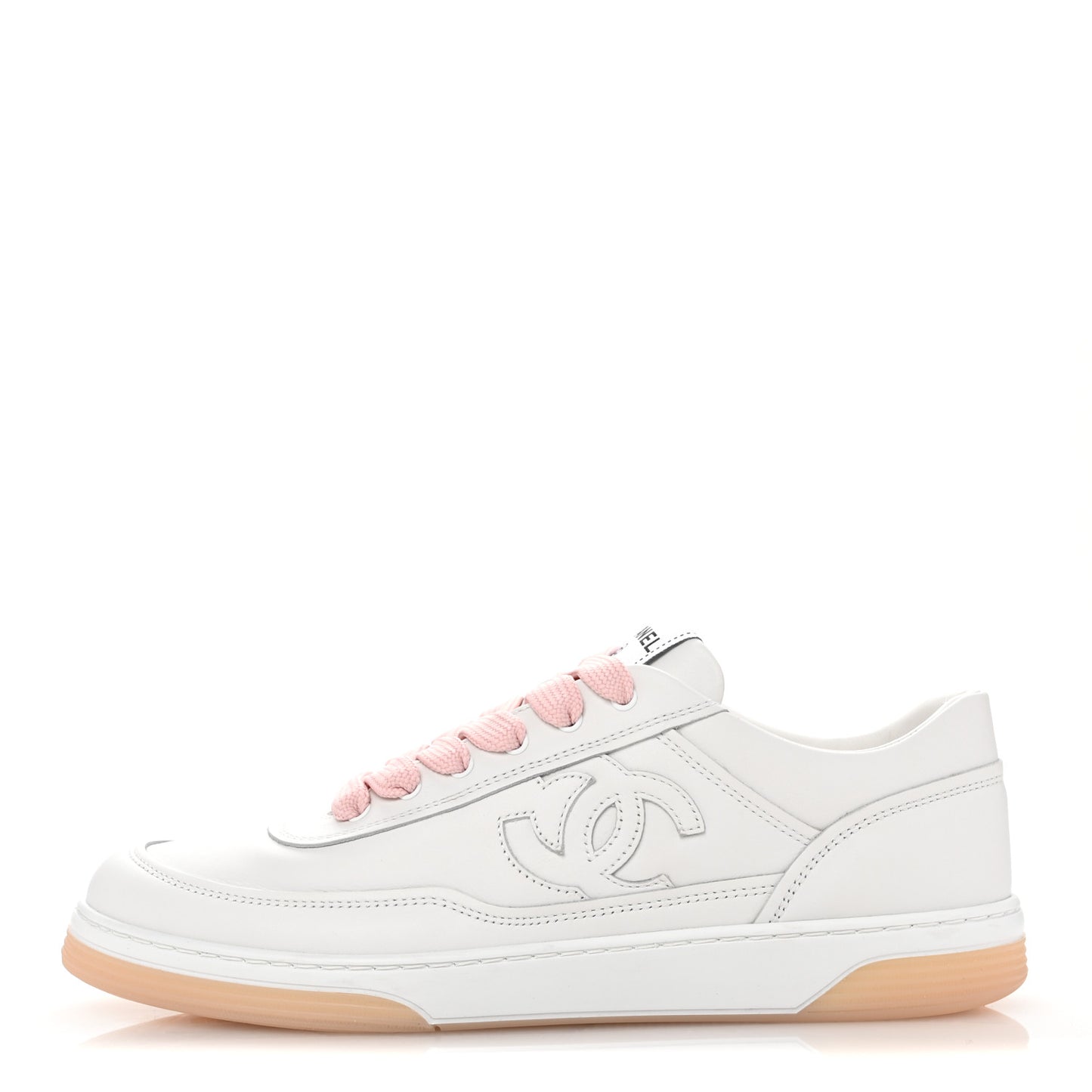 Calfskin Womens CC Sneakers 39.5 White Pink