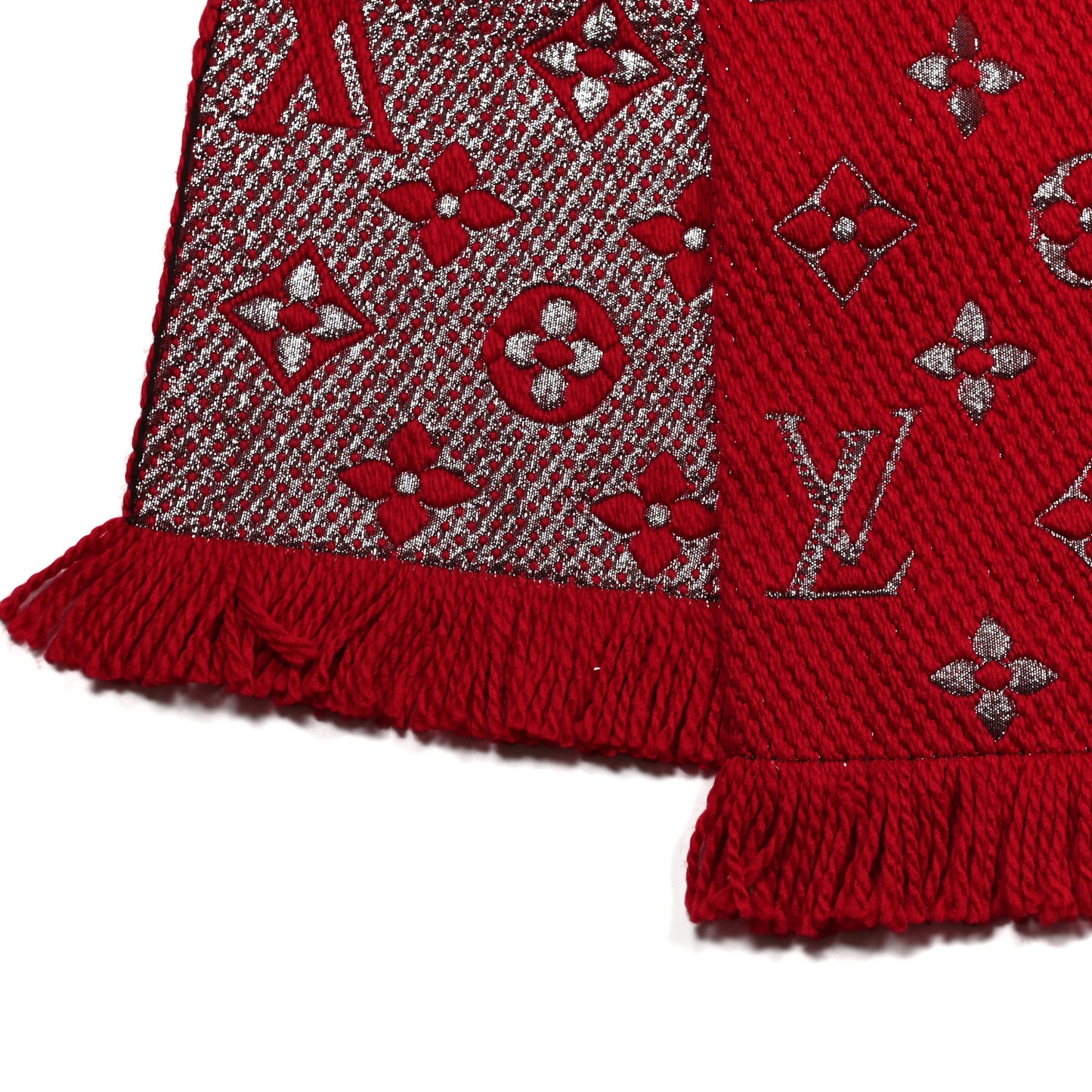 Wool Silk Logomania Shine Scarf Rubis