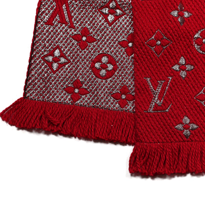 Louis Vuitton Wool Silk Logomania Shine Scarf Rubis 3 of 4
