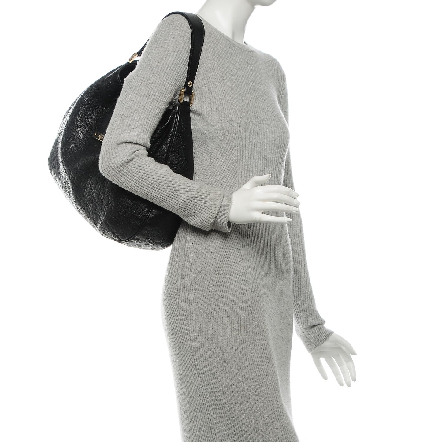 Guccissima Large New Ladies Web Hobo Black