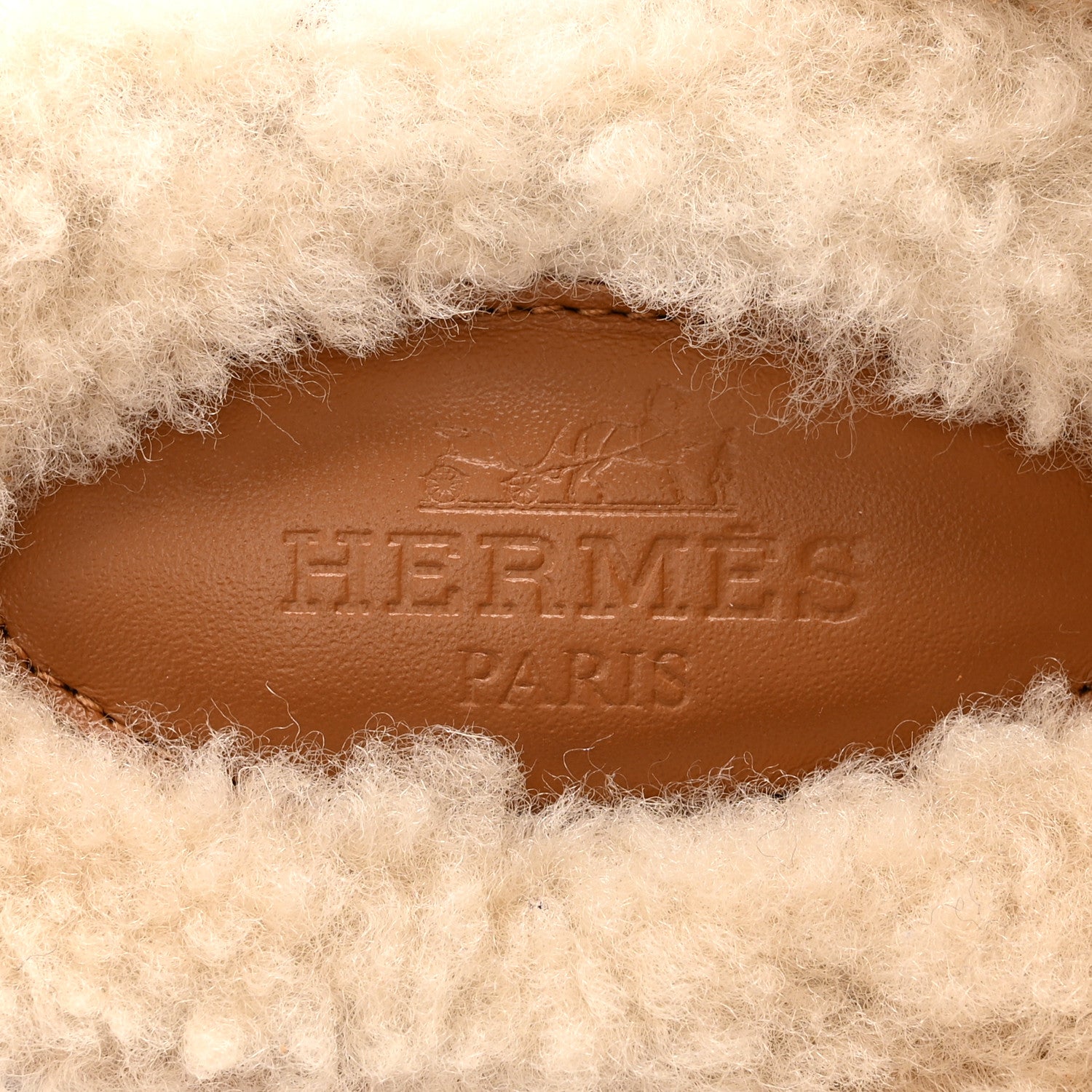 Hermes Suede Goatskin Shearling Womens Oz Mules 38 Natural Ecru 8 of 11