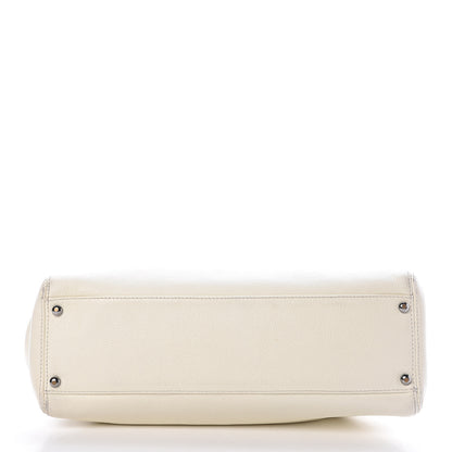 Chanel Calfskin Mademoiselle Lock Cerf Shopper Tote White 35 of 35