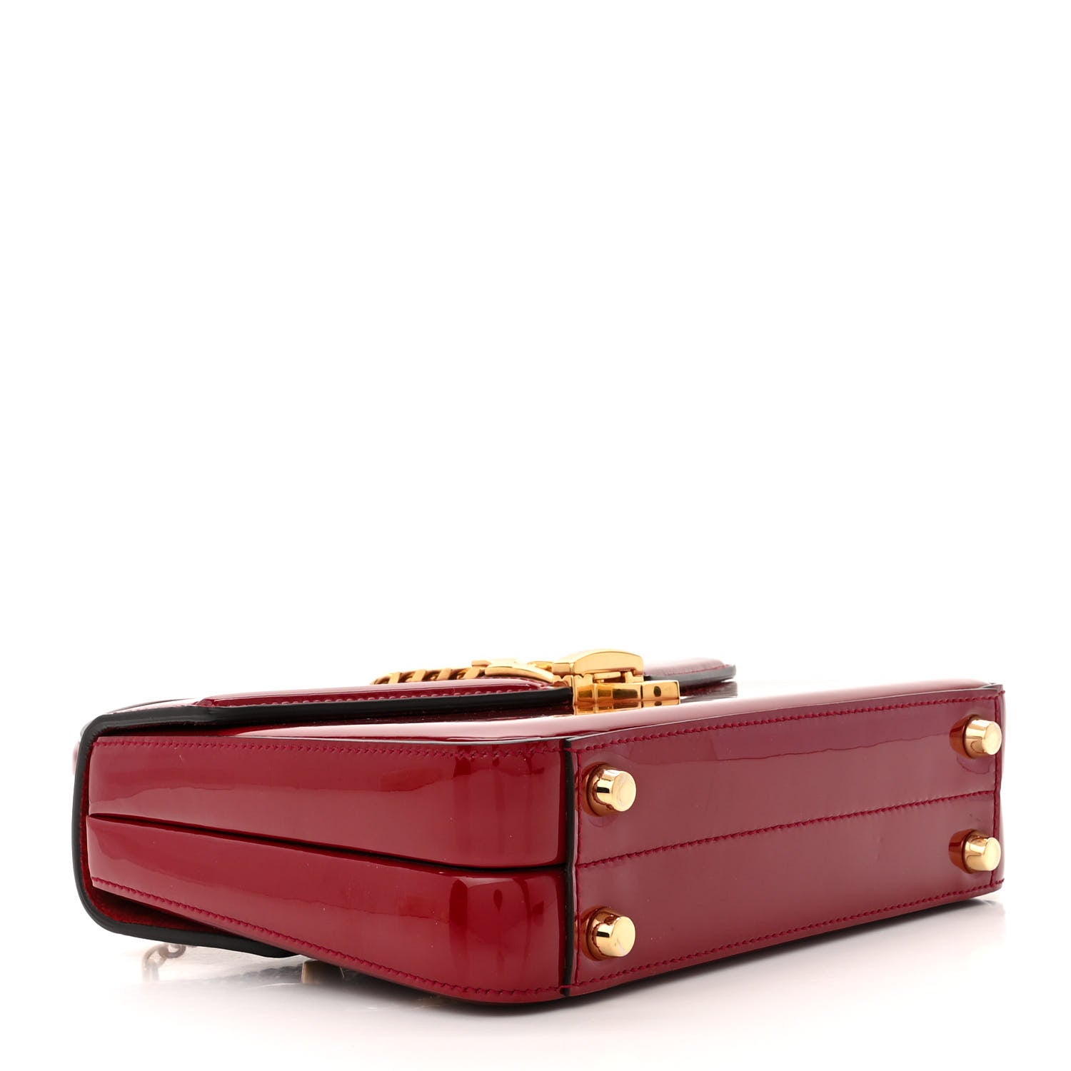 Gucci Mousse Top Patent Mini Sylvie 1969 Top Handle Bag New Cherry Red 4 of 15