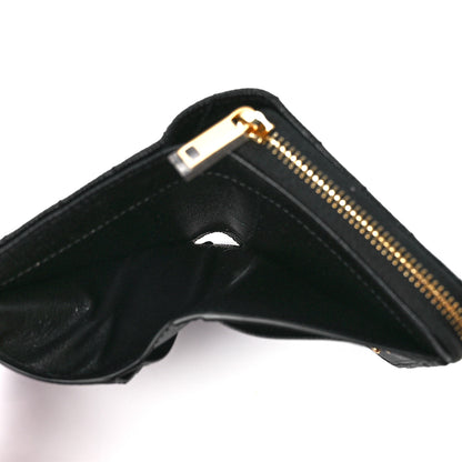 Saint Laurent Grain De Poudre Matelasse Chevron Monogram Compact Zip Around Wallet Black 6 of 12