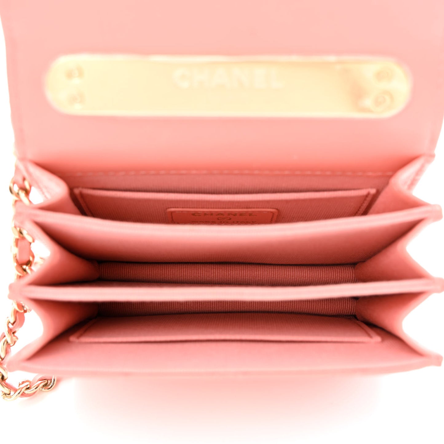 Lambskin Quilted Top Handle Flap Clutch With Chain Pink