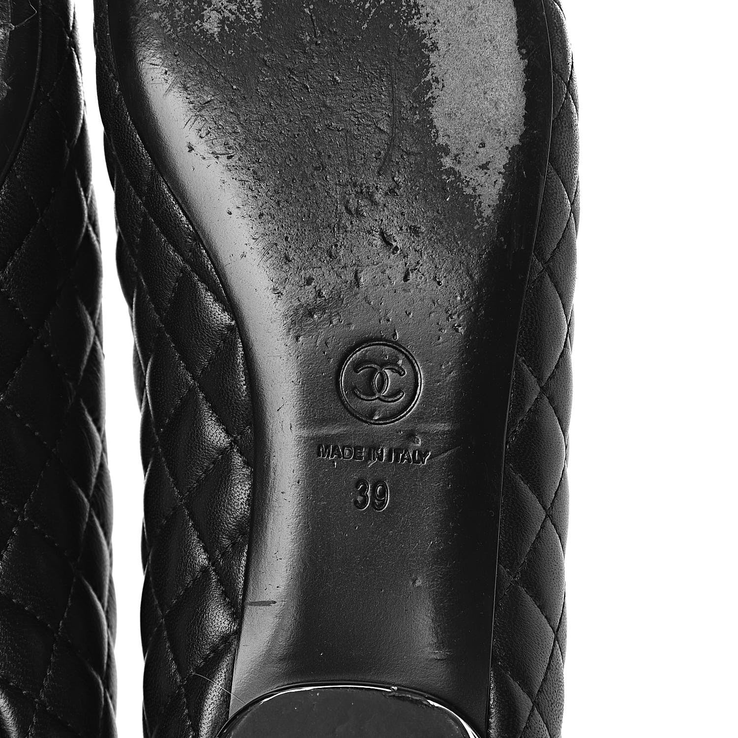 Chanel Lambskin Quilted CC Cap Toe Ballerina Flats 39 Black 6 of 11