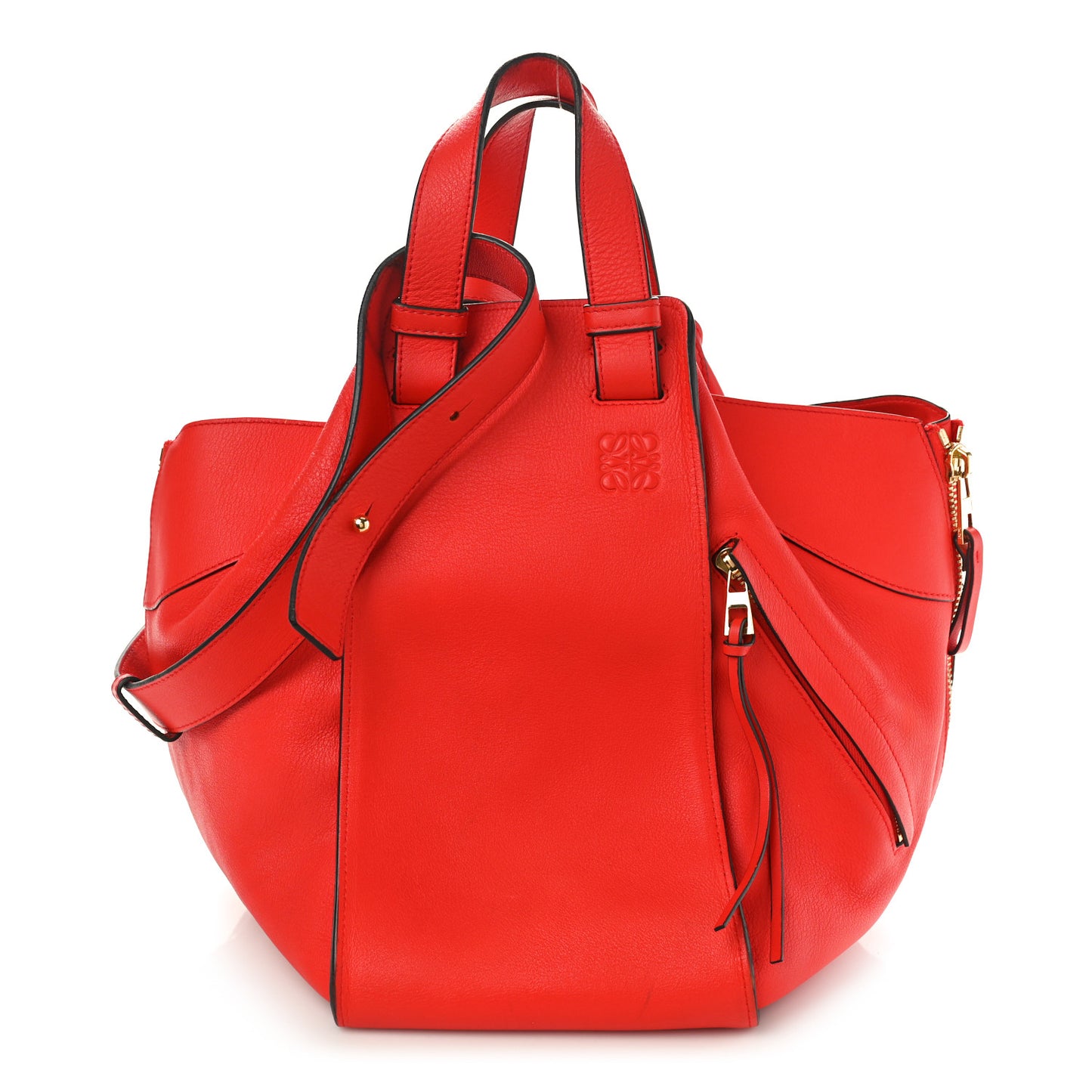 Calfskin Medium Hammock Shoulder Bag Scarlet Red
