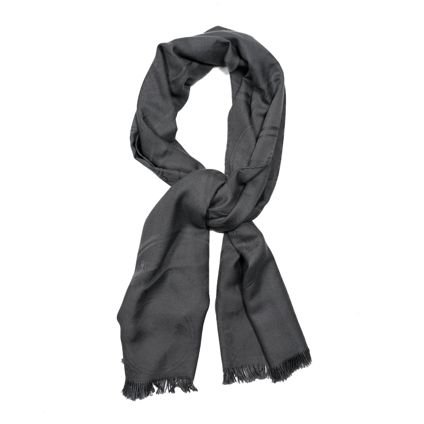 Cashmere Silk Jacquard New Libris Scarf Gris Souris