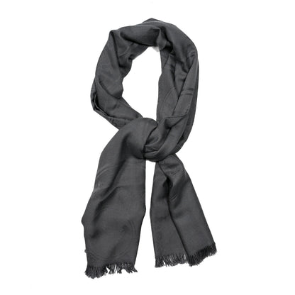 Hermes Cashmere Silk Jacquard New Libris Scarf Gris Souris 1 of 4