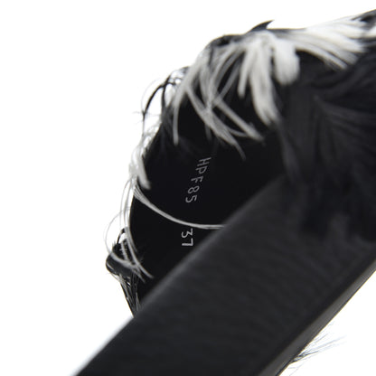 Valentino Garavani Rubber Feather Pool Slide Sandals 37 Black White 7 of 8