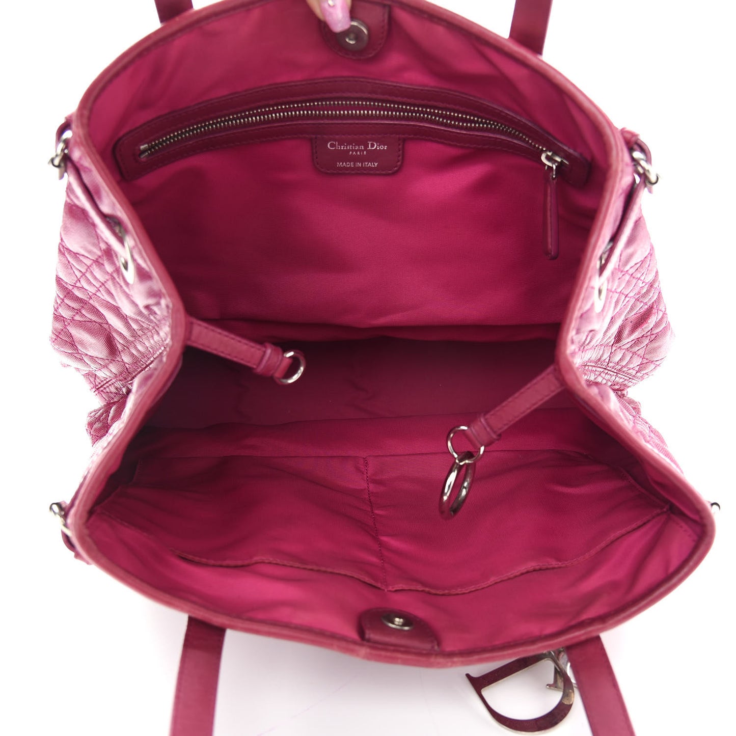 Coated Canvas Cannage Medium Panarea Tote Raspberry