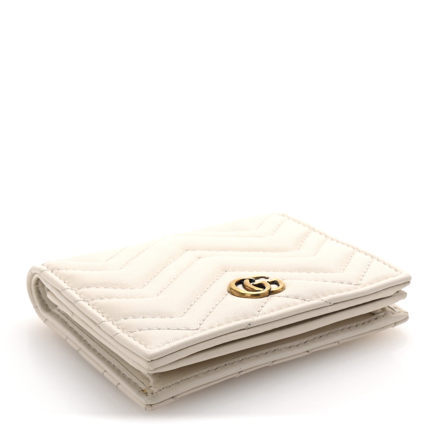 Calfskin Matelasse GG Marmont Card Case White