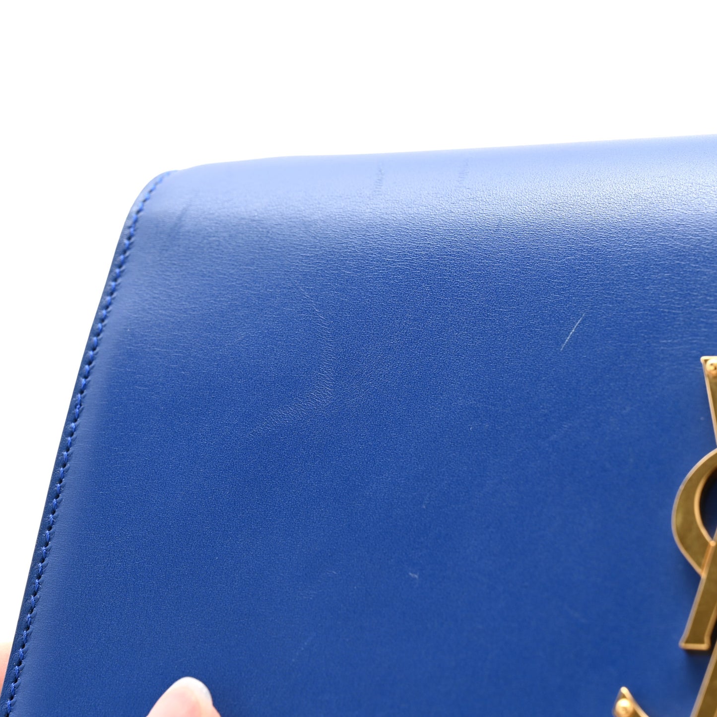 Smooth Calfskin Medium Classic Monogram Kate Tassel Satchel Royal Blue