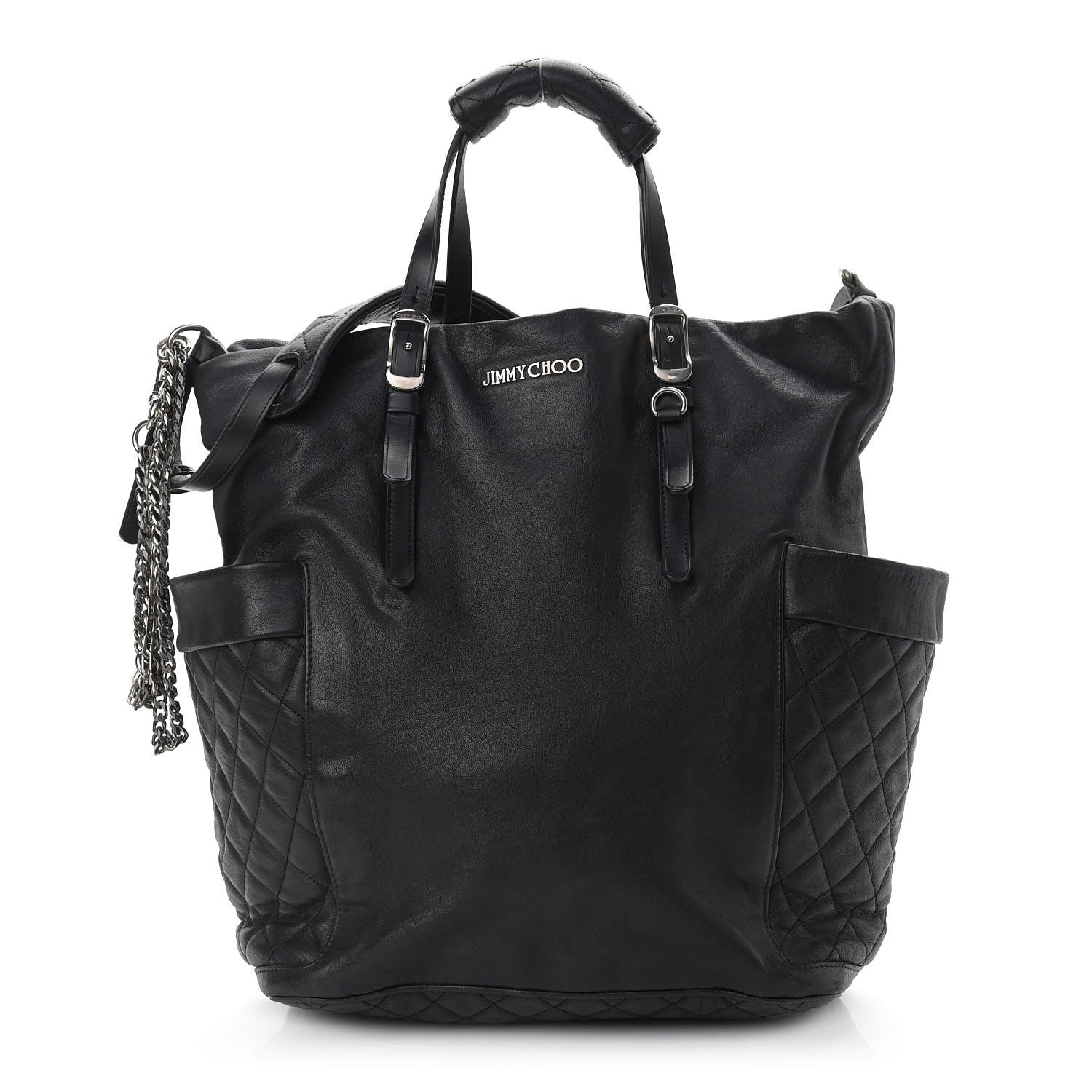 Jimmy Choo Lambskin Chain Embellished Blare Tote Black 1 of 23