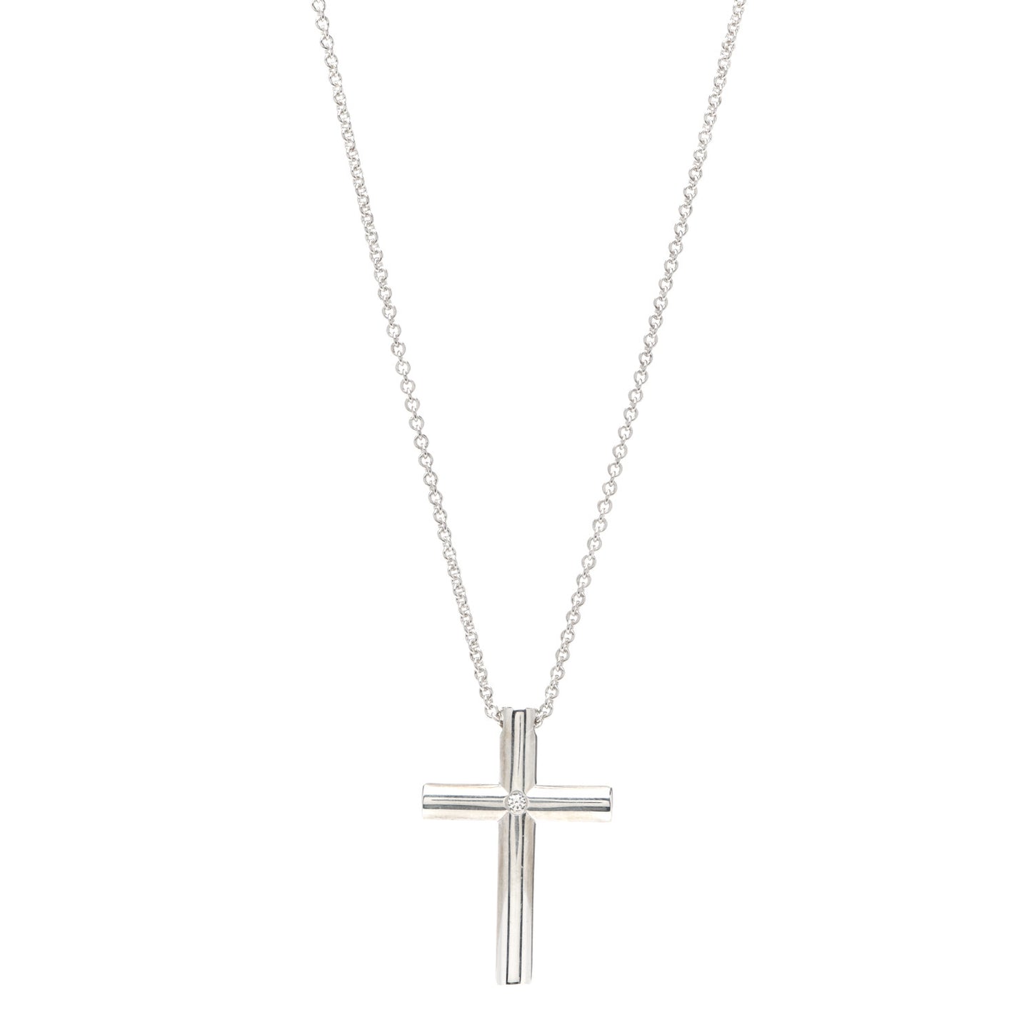 Sterling Silver Diamond Cross Pendant Necklace