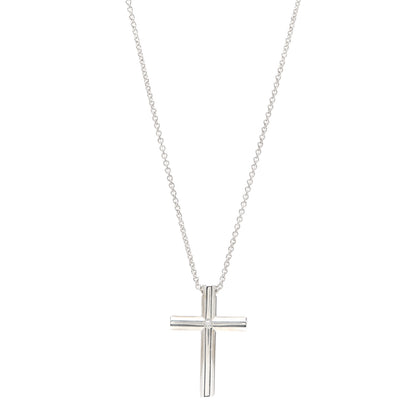 Tiffany Sterling Silver Diamond Cross Pendant Necklace 1 of 6