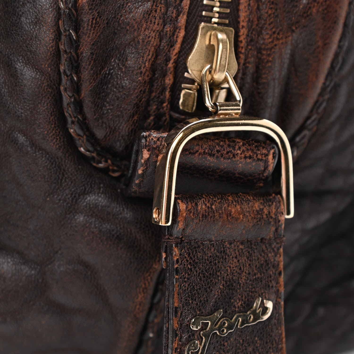 Fendi Zucca Nappa Nuvolata Vitello Tortuga Spy Bowler Tobacco Moro 11 of 11