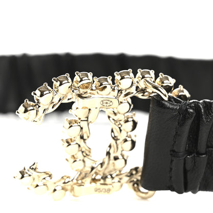 Chanel Calfskin Strass Ruched Rope CC Belt 95 38 Black 5 of 6