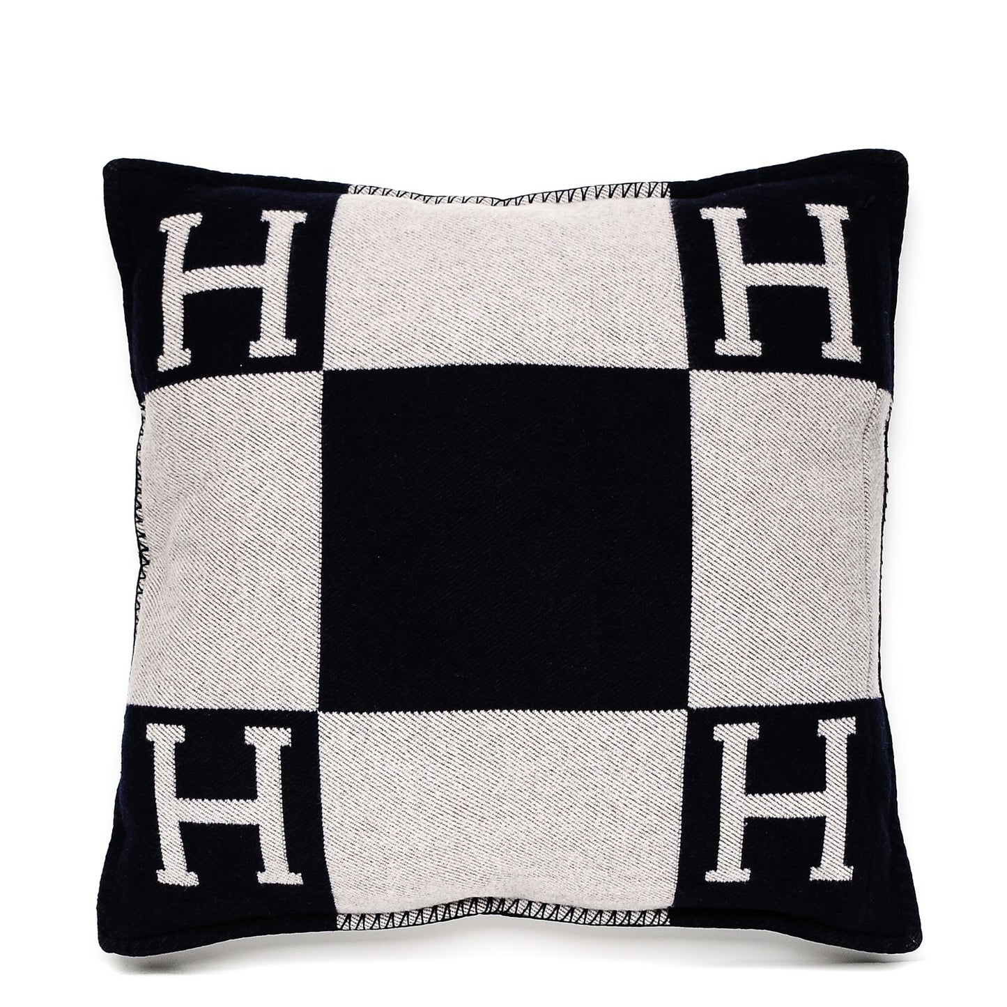 Wool Cashmere Avalon Pillow GM Ecru Gris Fonce