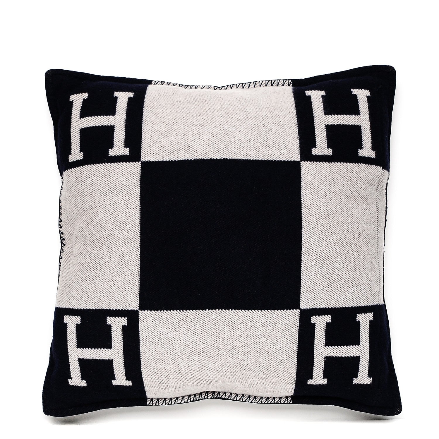 Hermes Wool Cashmere Avalon Pillow GM Ecru Gris Fonce 1 of 3