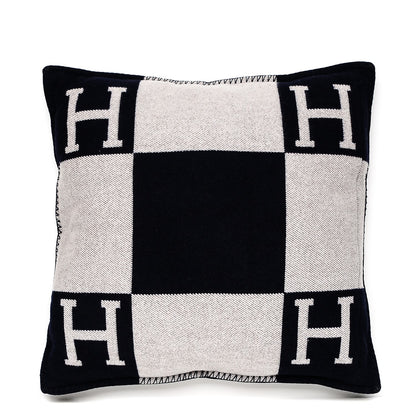 Hermes Wool Cashmere Avalon Pillow GM Ecru Gris Fonce 1 of 3