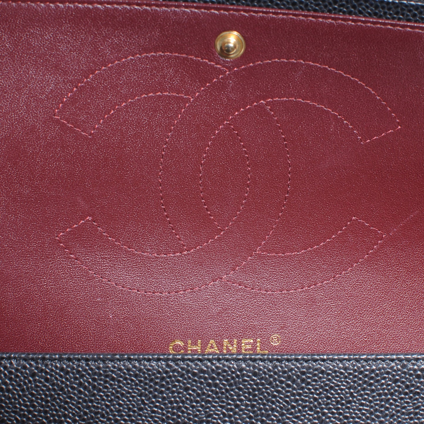Caviar Quilted Jumbo Double Flap Black