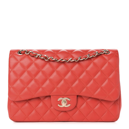 Chanel Lambskin Quilted Jumbo Double Flap Red 1 of 12
