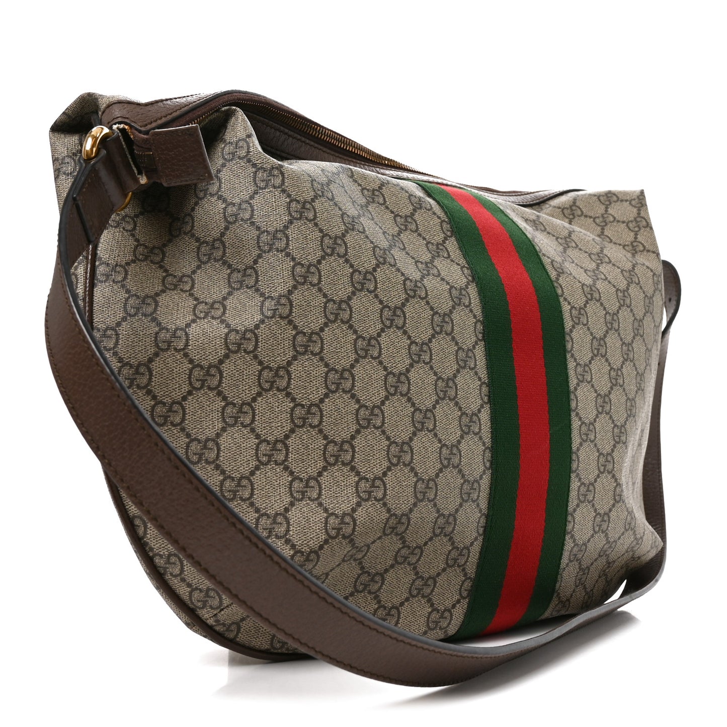 GG Supreme Monogram Web Ophidia Half Moon Hobo Brown
