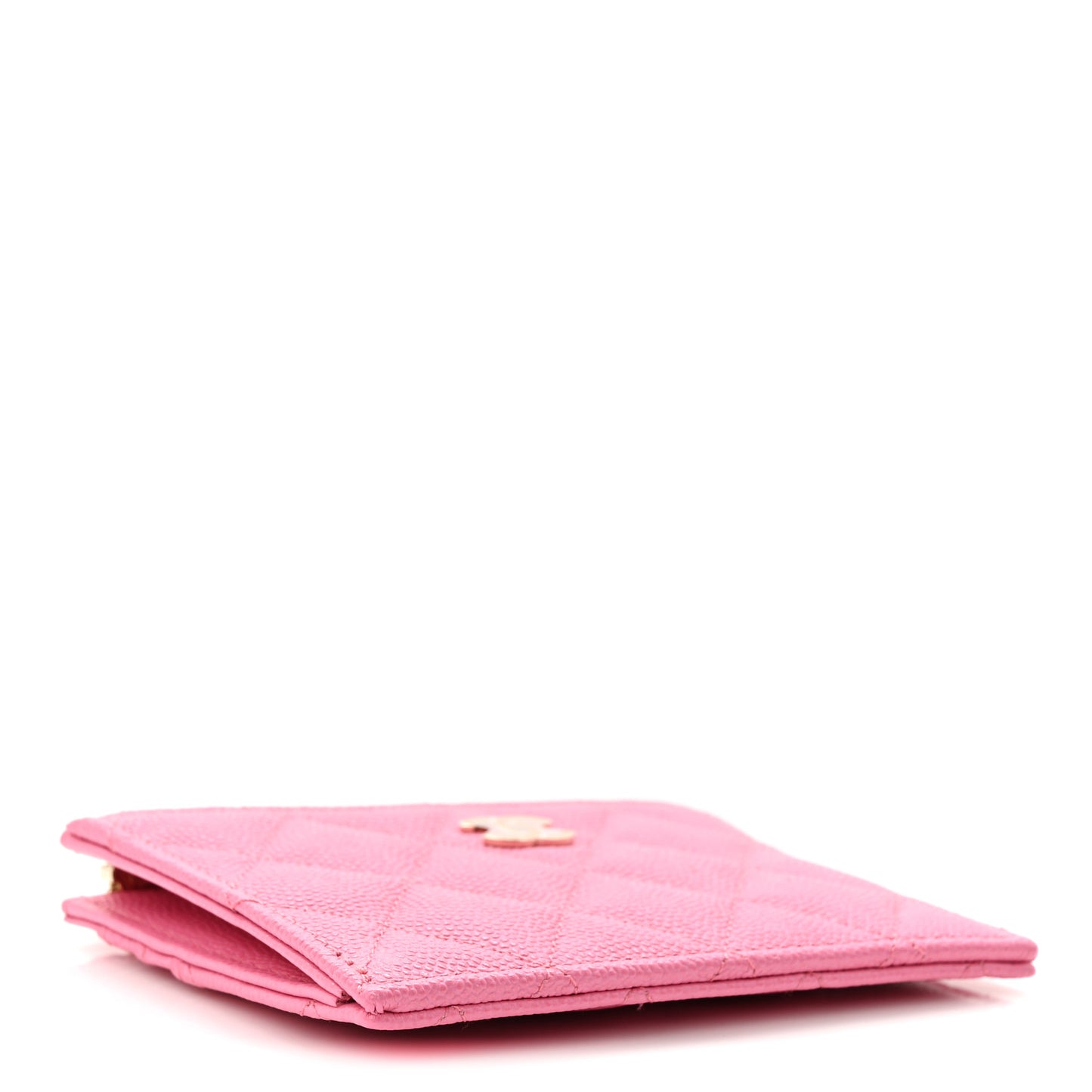 Caviar Quilted CC Zip Card Holder Pink