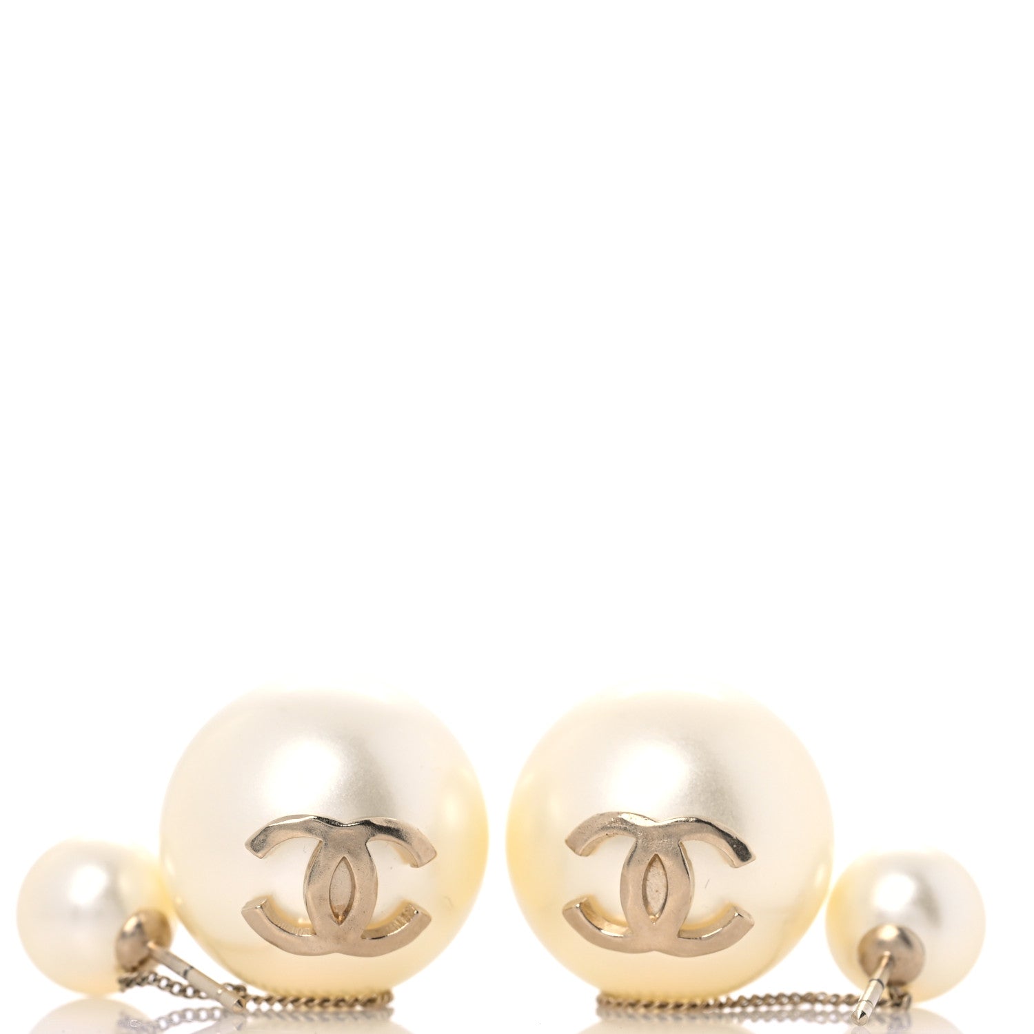 Chanel Pearl CC Chain Drop Earrings Gold 3 of 5