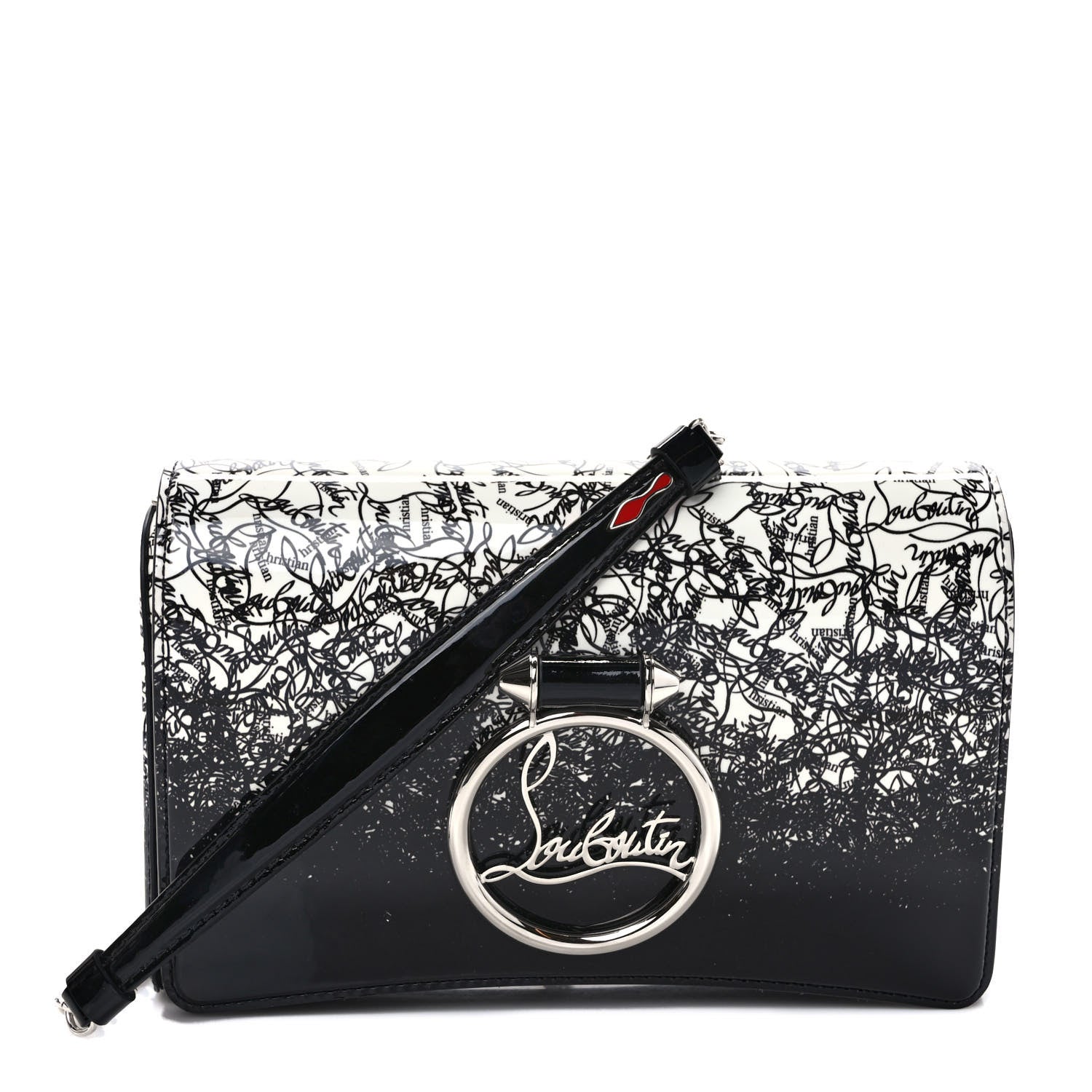 Christian Louboutin Patent Degraloubi RubyLou Clutch Snow Black 1 of 9