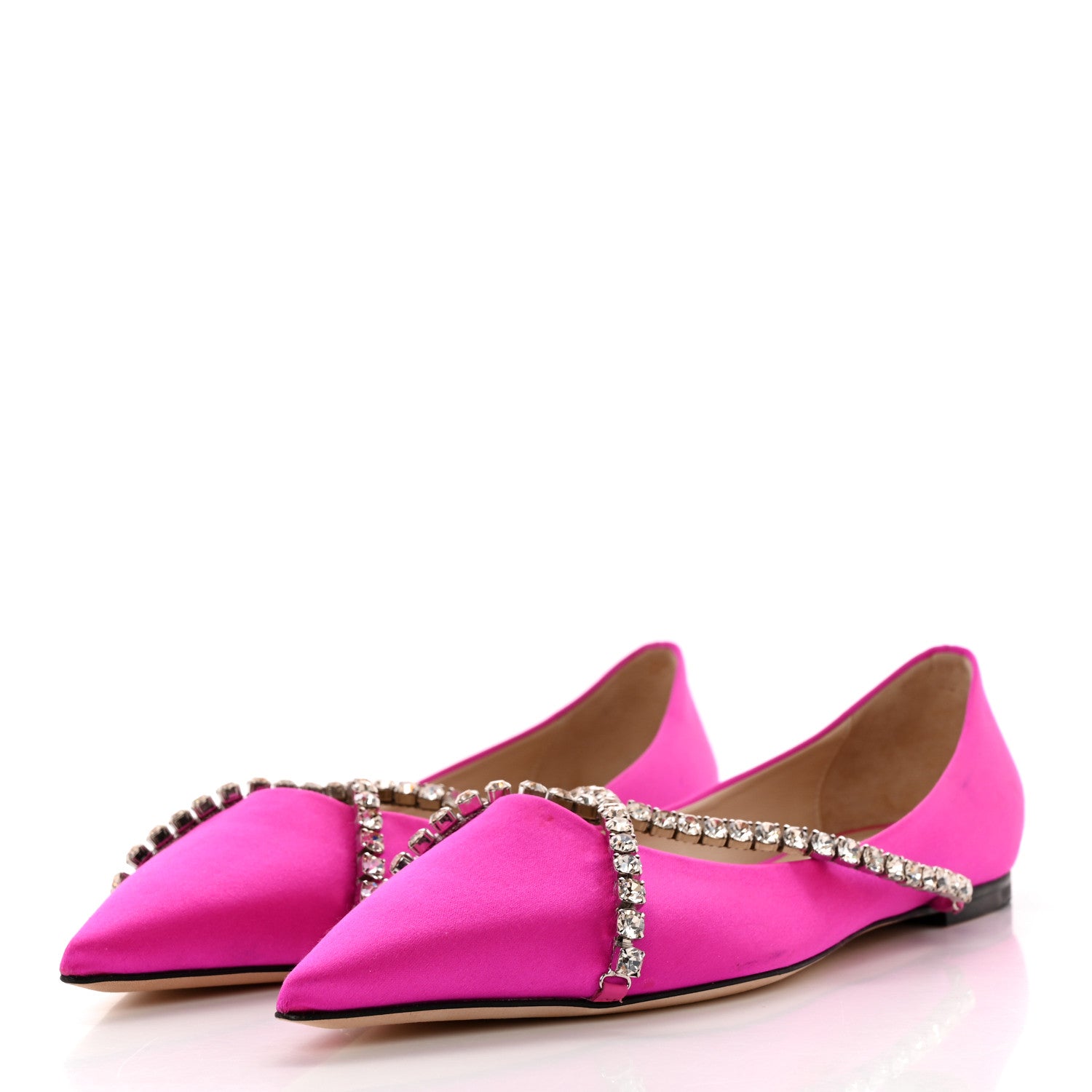 Jimmy Choo Satin Crystal Genevi Flat 37.5 Fuchsia Honey 3 of 13