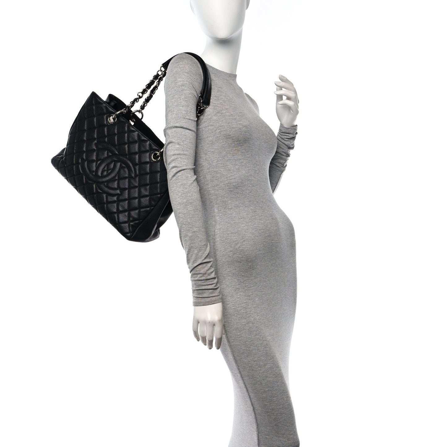 Caviar Quilted Grand Shopping Tote GST Black